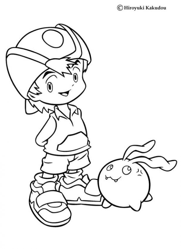 Patamon and Takeru Coloring Pages
