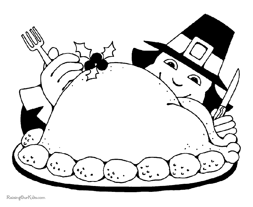 Thanksgiving Dinner Plate Coloring Page Images & Pictures - Becuo