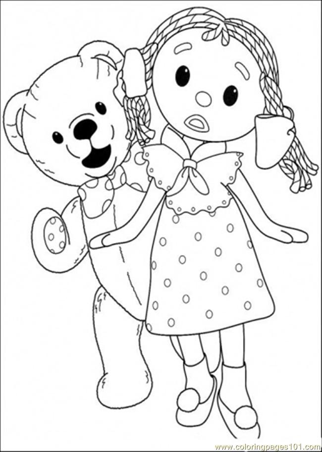 coloring page That Girl And Bear Are Walking Together Andy Pandy 
