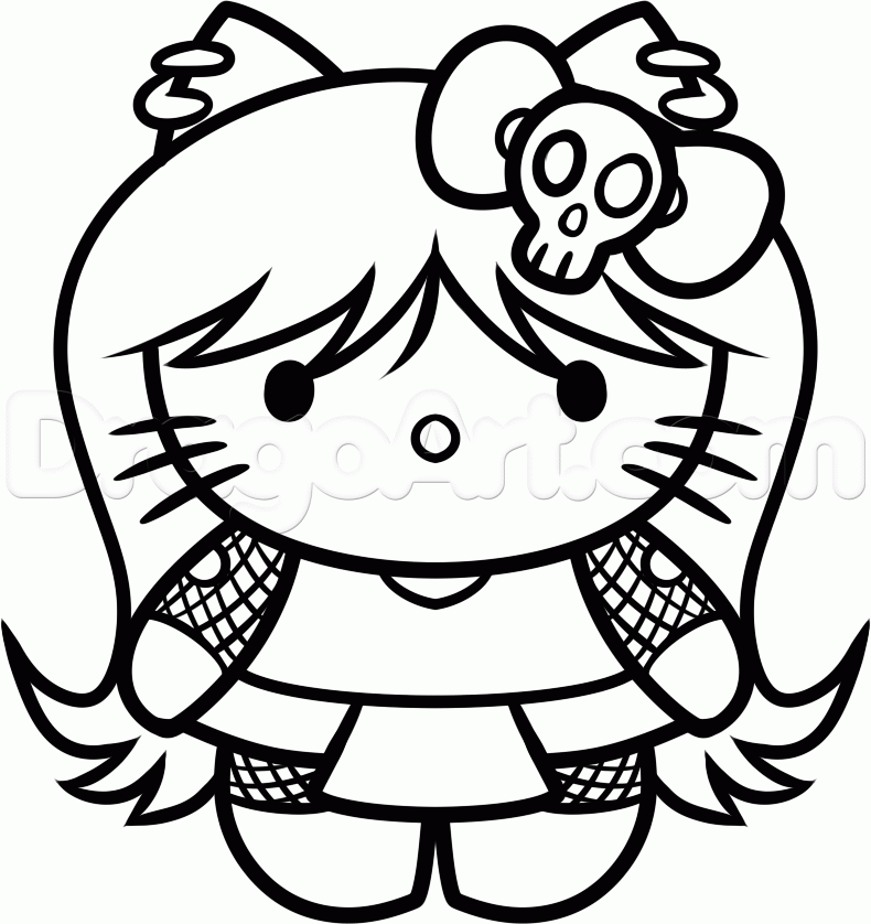 GOTHIC HELLO KITTY Colouring Pages - Coloring Home
