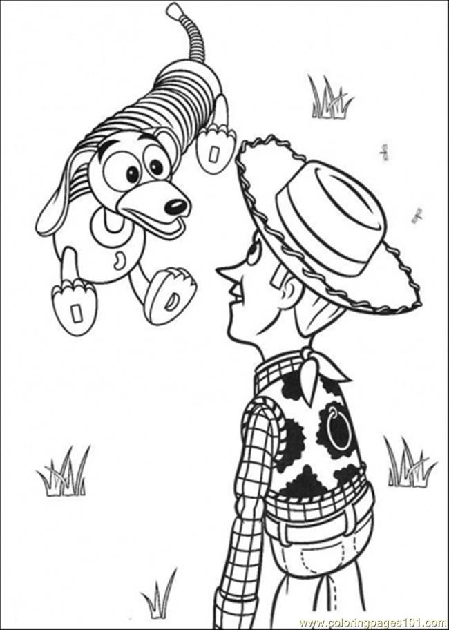 Coloring Pages Woody Sheriff And Slinky Dog (Cartoons > Toy Story 