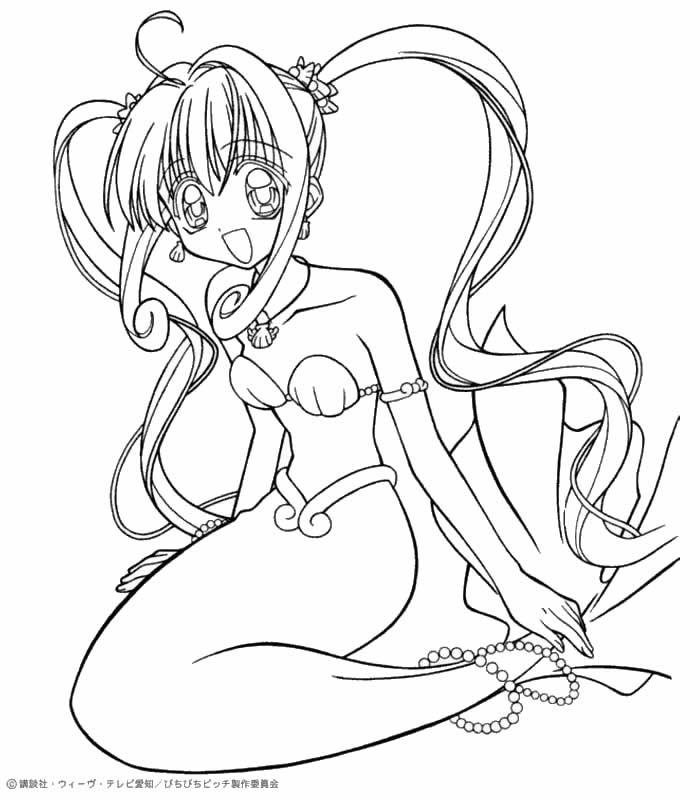 Anime Mermaid Coloring Pages   Coloring Home