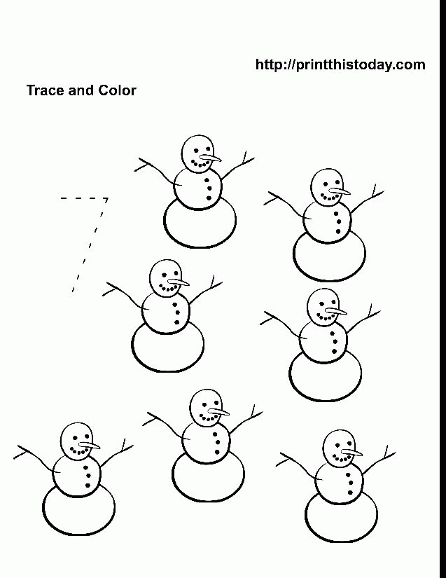Color and trace the number 7. Snowmen. | Number 7 Worksheets | Pinter…