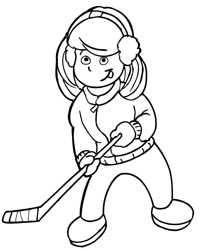 Hockey Coloring Page Girl Hockey Player