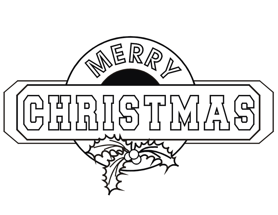 Christmas Coloring Page | Merry Christmas Sign