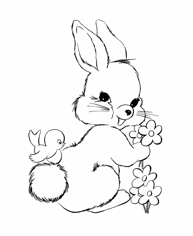 bunny rabbit and easter eggs coloring pages for kids printable 