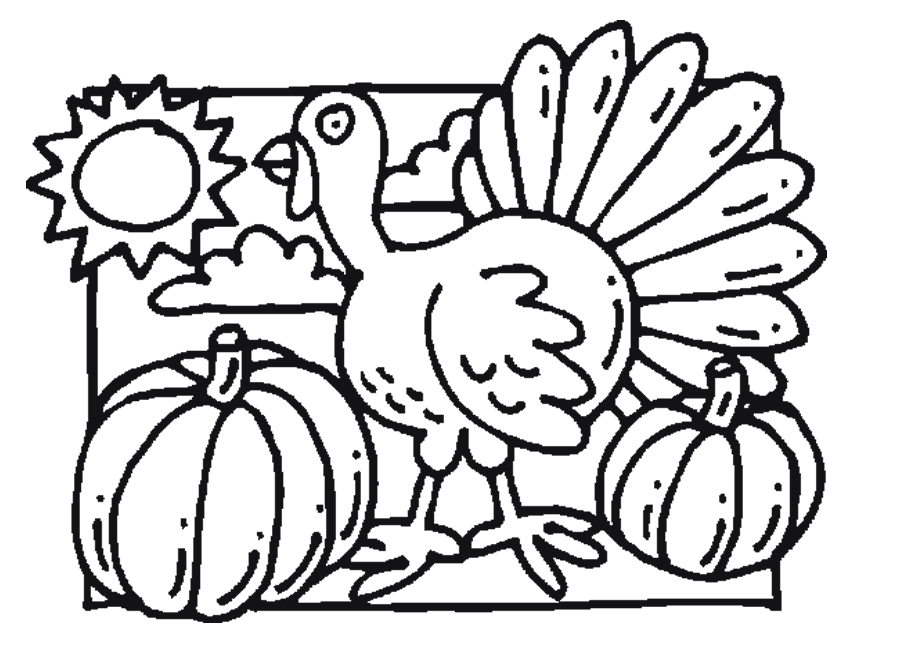 Pumpkin and Turkey Coloring Sheet - Homeschool Helper