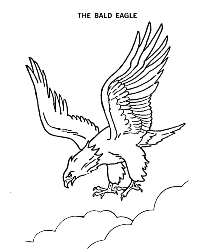 USA-Printables: Bald Eagle in flight coloring page - American Symbols
