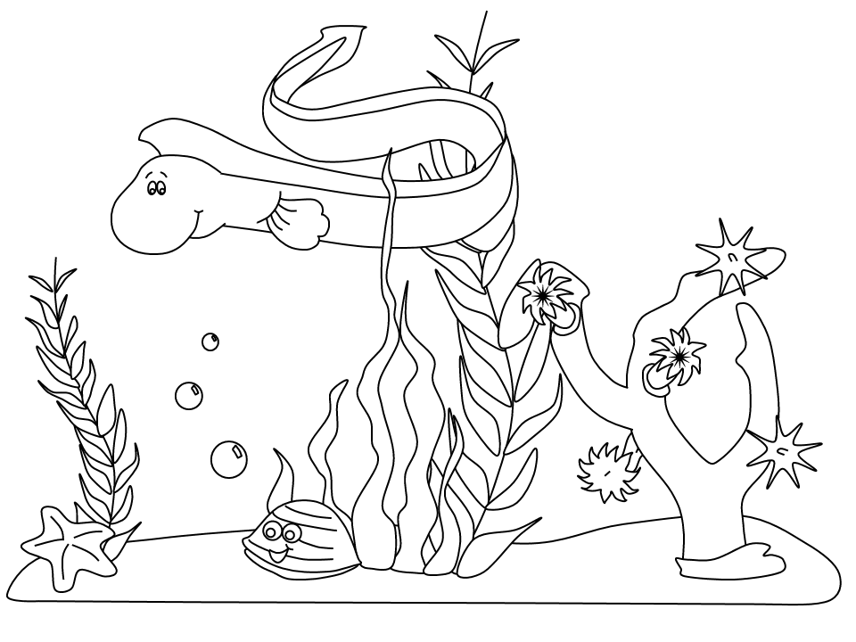 Printable Ocean Scene Animals Coloring Pages