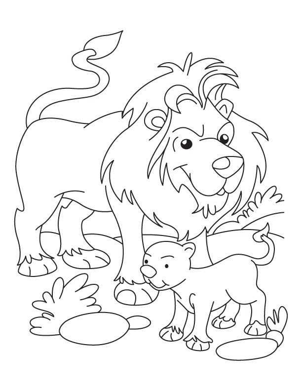 Lion and Cub coloring page | Download Free Lion and Cub coloring 