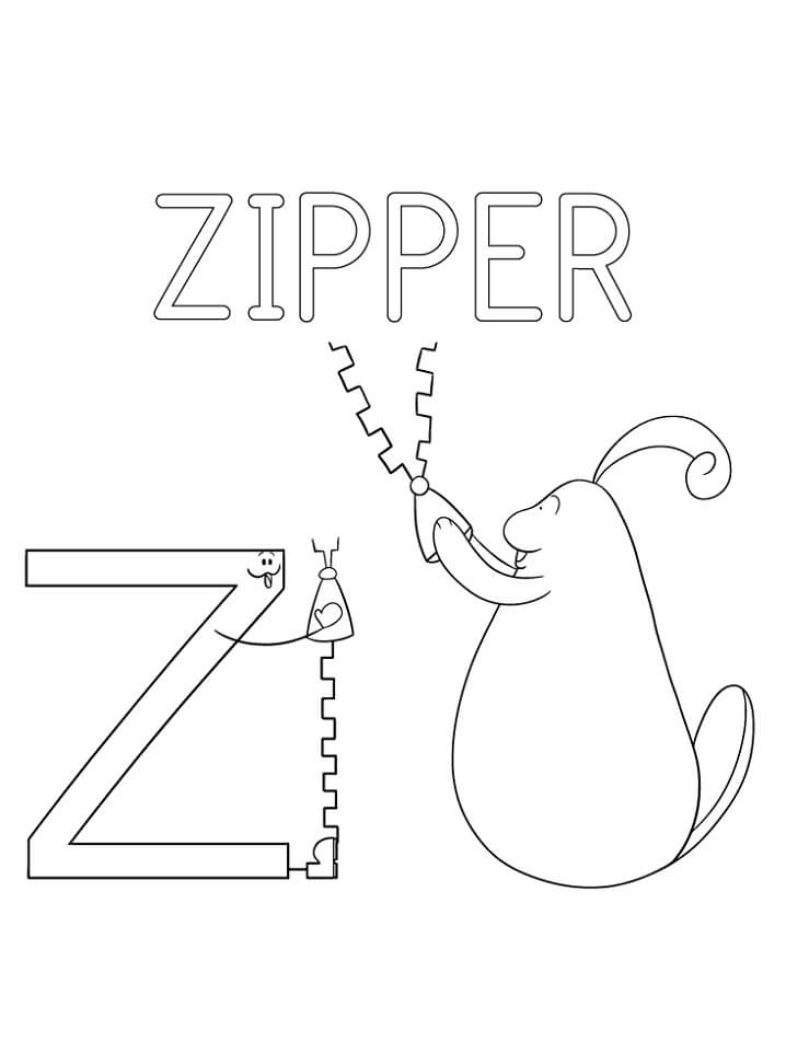 Zipper Letter Z 2 Coloring Page - Free Printable Coloring Pages for Kids