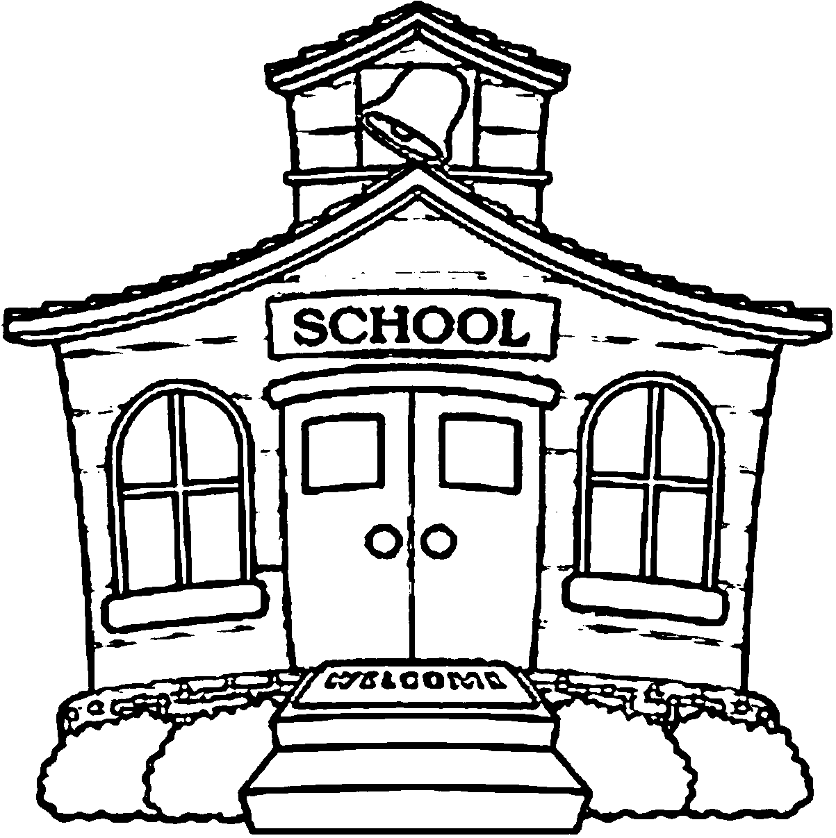 School Building Free School Building Coloring Page | Wecoloringpage