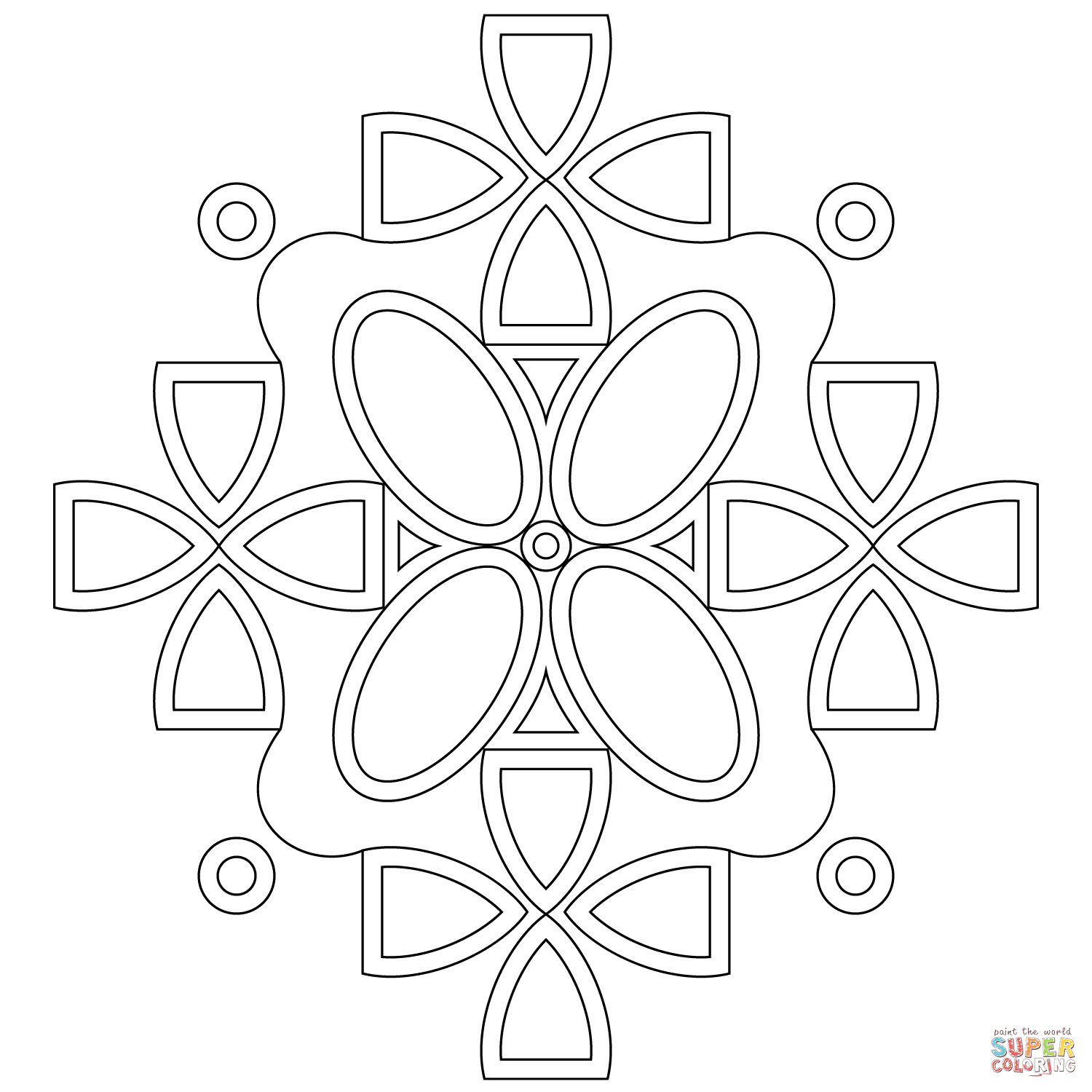 Symmetric Mandala coloring page | Free Printable Coloring Pages