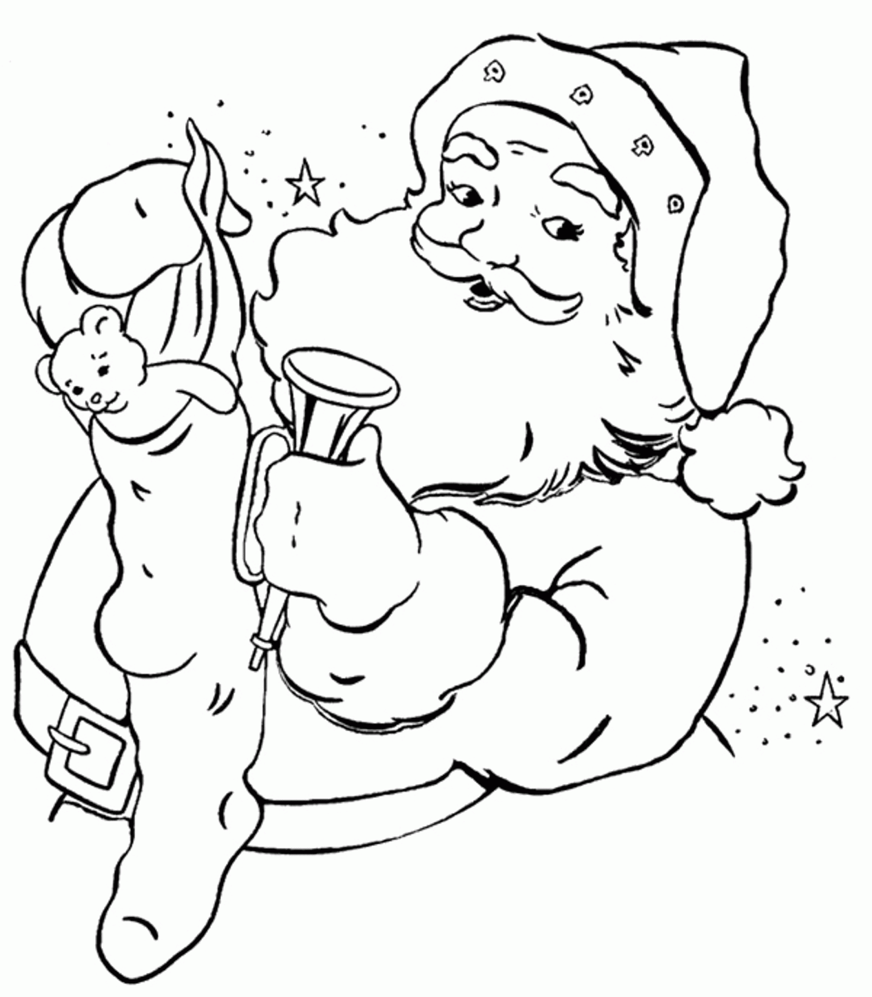 Stocking Present Santa Claus Coloring Pages | Christmas Coloring ...