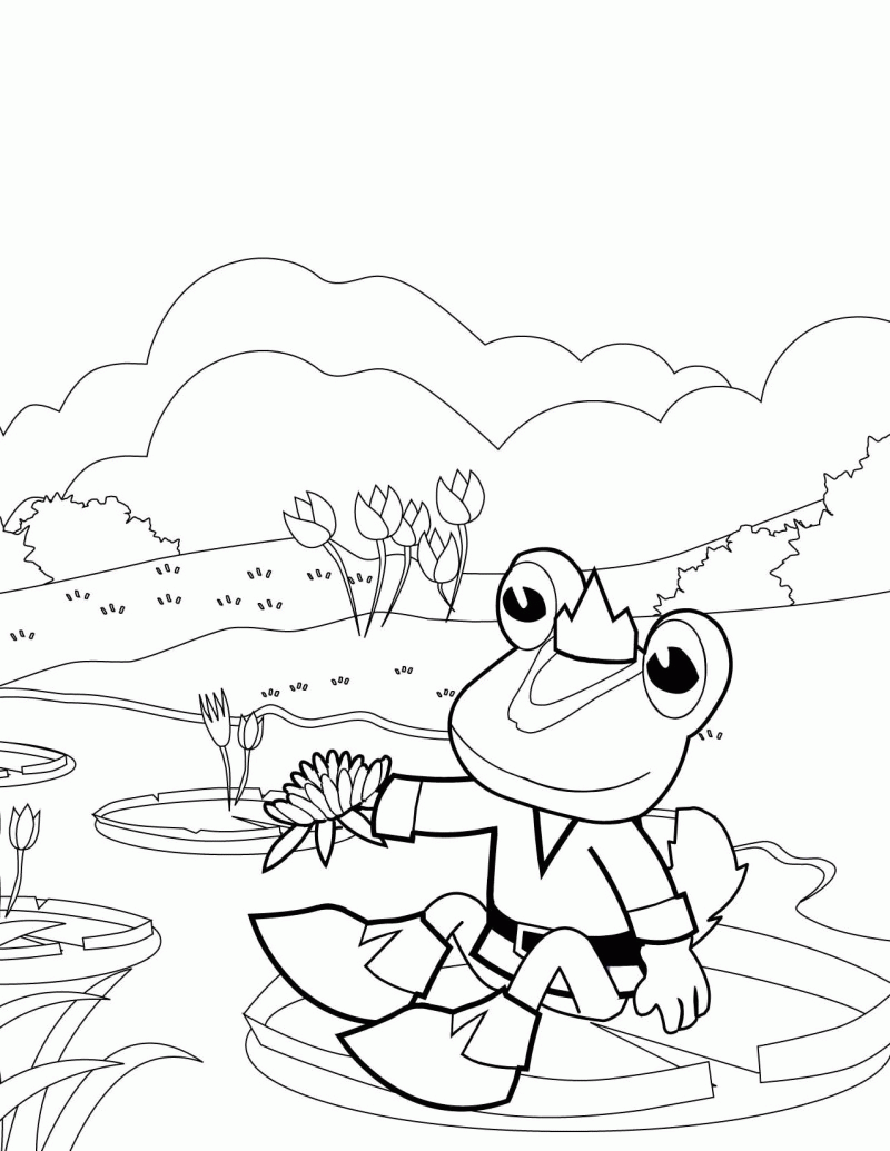Prince Frog Over the Pond Coloring Page: prince-frog-over-the-pond ...