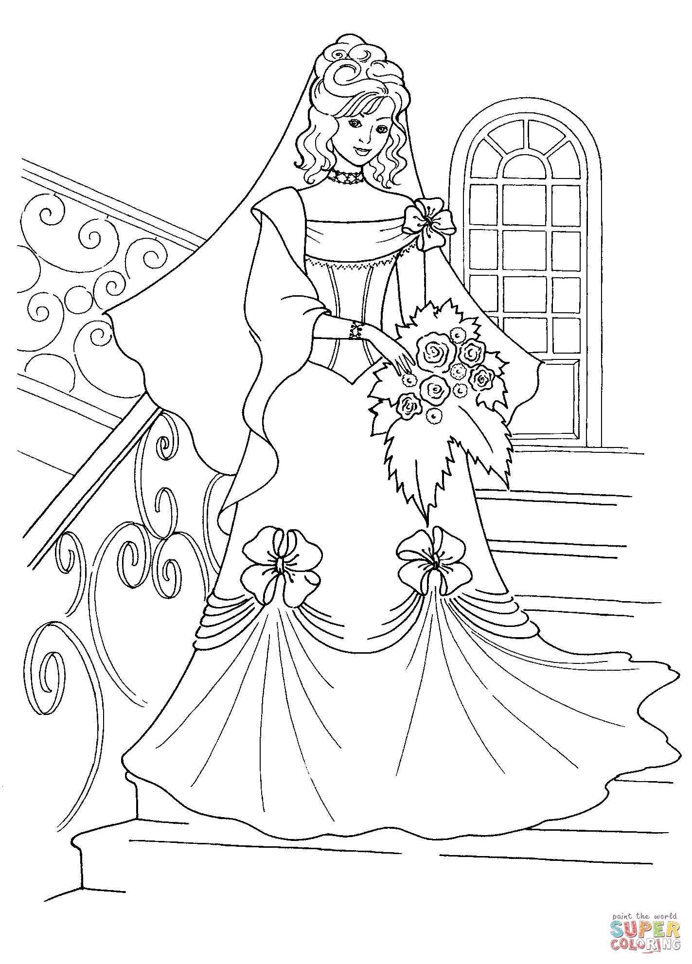 Princess in a Wedding Dress coloring page | Free Printable Coloring Pages