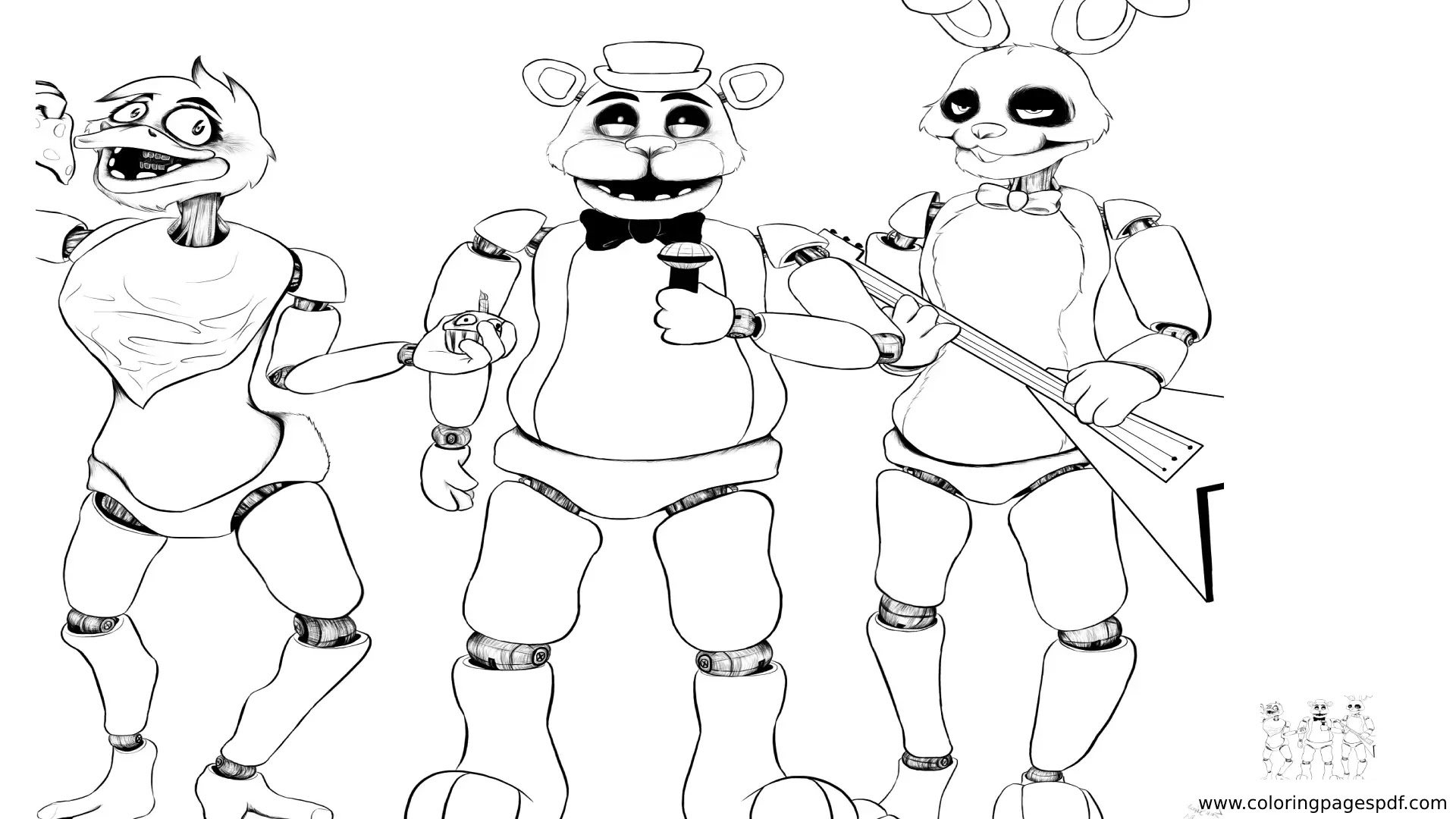 Coloring Pages Of Freddie, Bonnie, And Chica