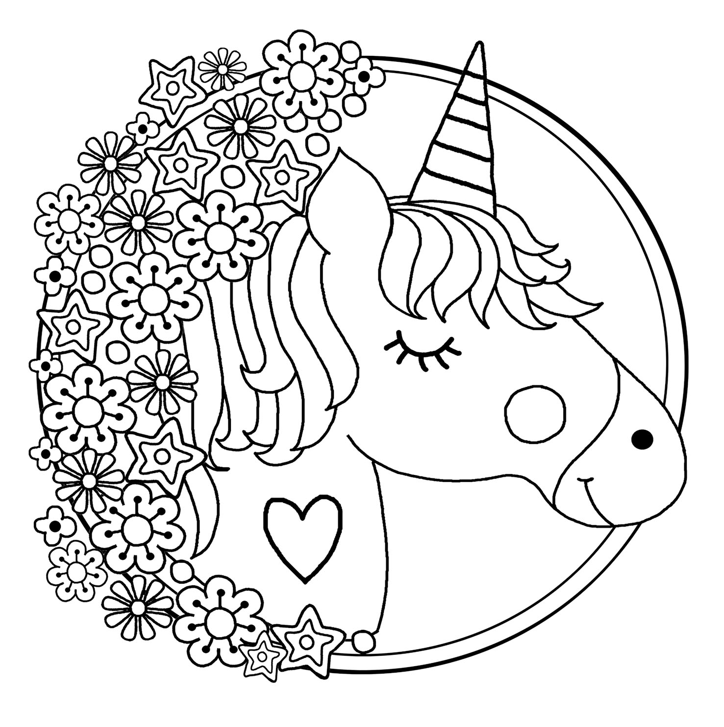 Unicorns free to color for kids - Unicorns Kids Coloring Pages