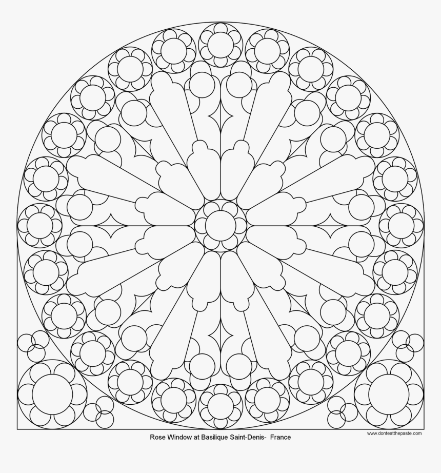 Rose Mandala Picture To Color, Stained Glass Window, - Rose Window Notre  Dame Coloring Page, HD Png Download , Transparent Png Image - PNGitem