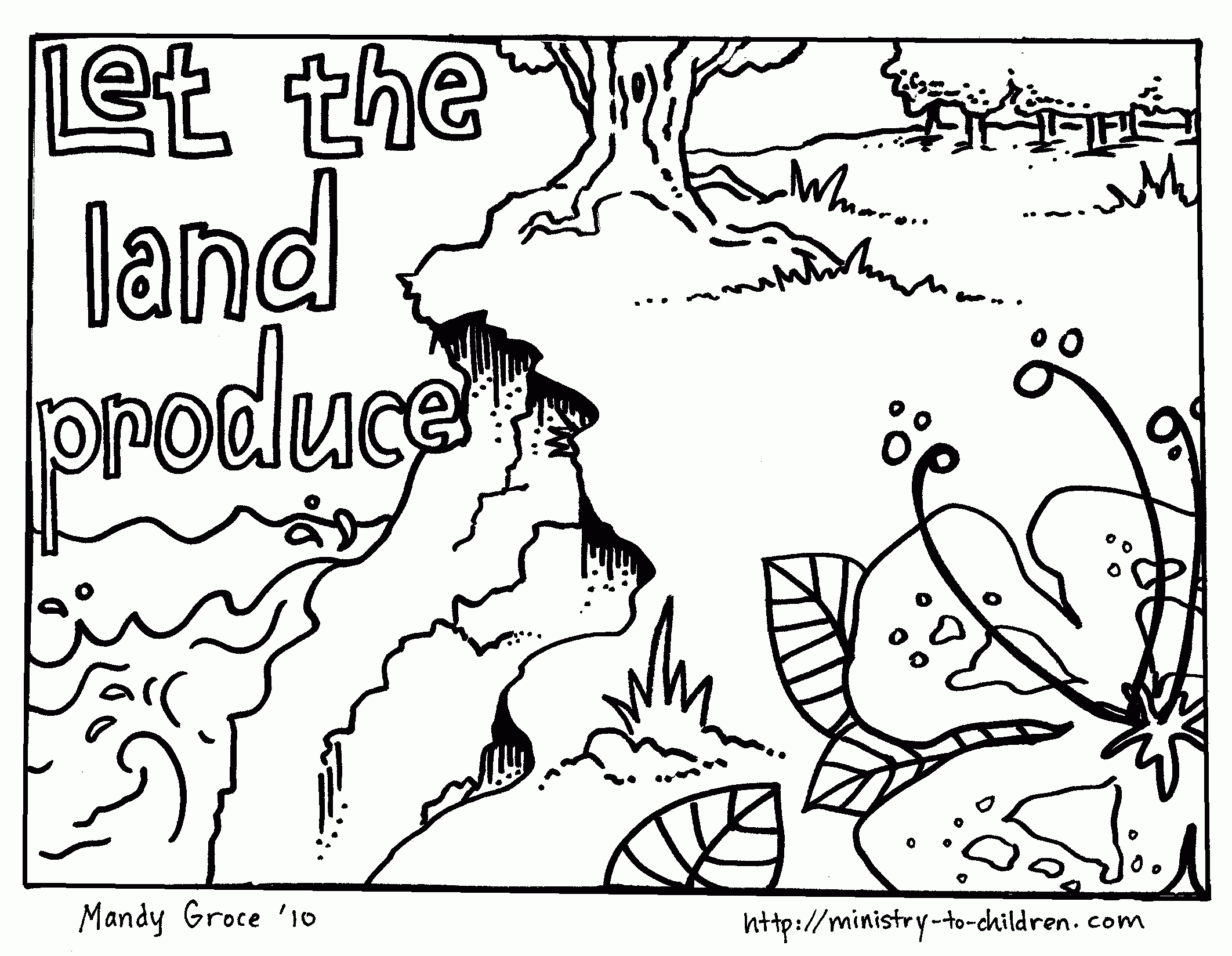 Creation Coloring Pages "Let the Land Produce" Plants Day 3