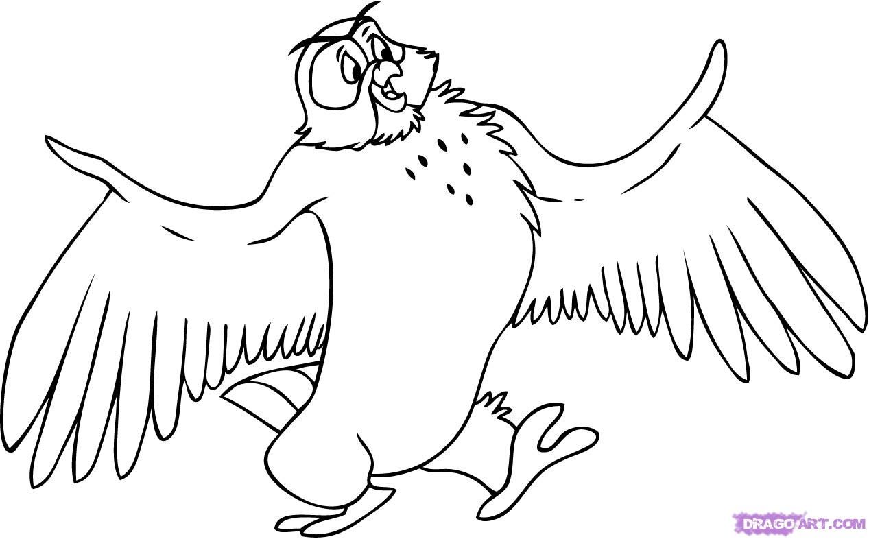 How to Draw Owl from Winnie the Pooh, Step by Step, Disney ...