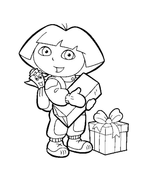 Dora The Explorer Coloring Pages For Kids For Christmas Free ...