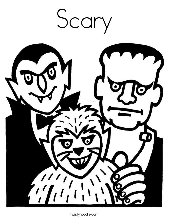 Scary Cartoon Coloring Page - Coloring Home
