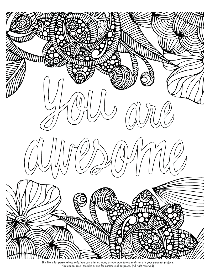 You are awesome - Quote Coloring Pages