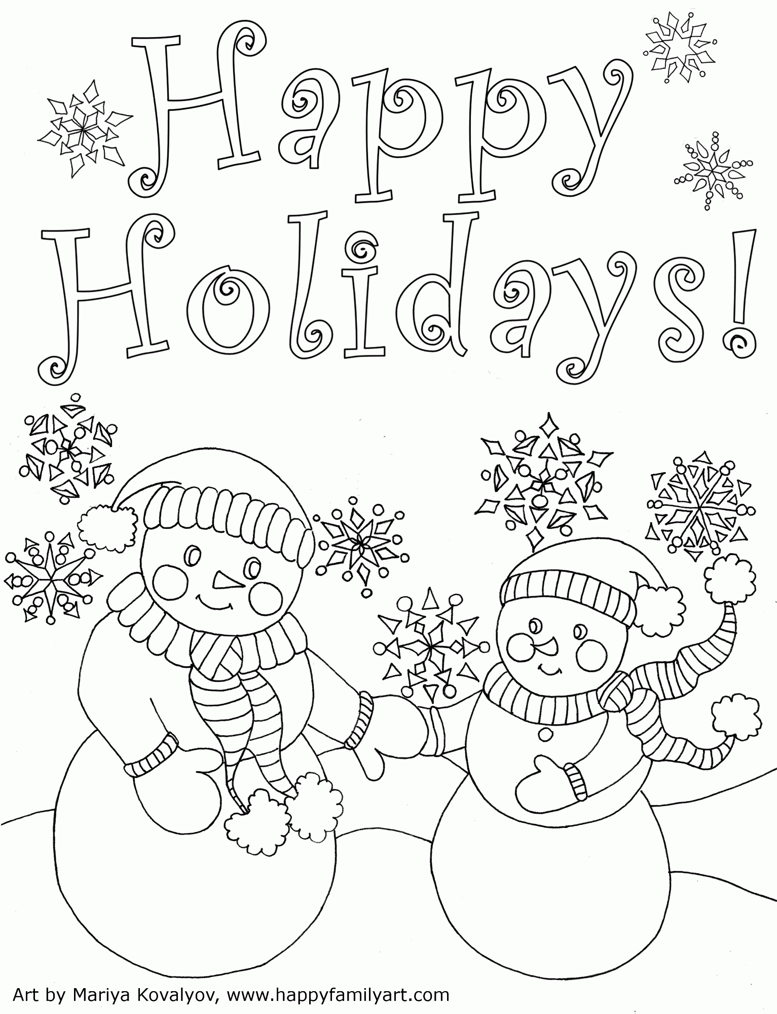 Happy Holidays Coloring Page Coloring Home