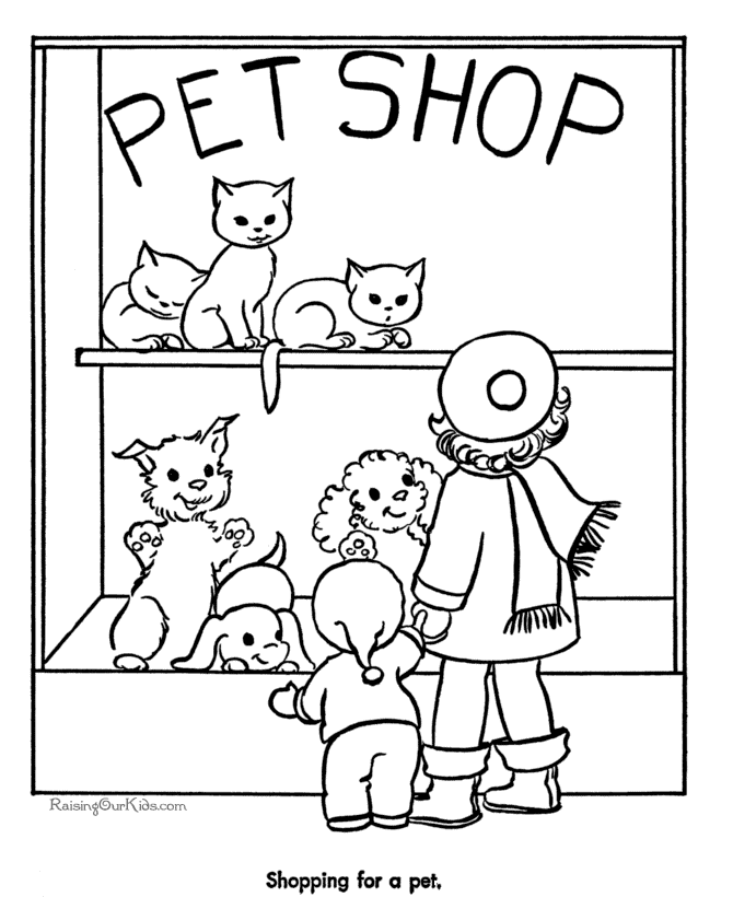 Pet Shop Cats page to Color