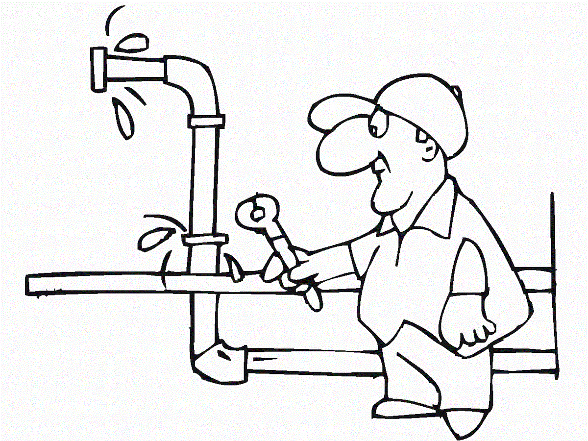 Plumber in action coloring book to print and online