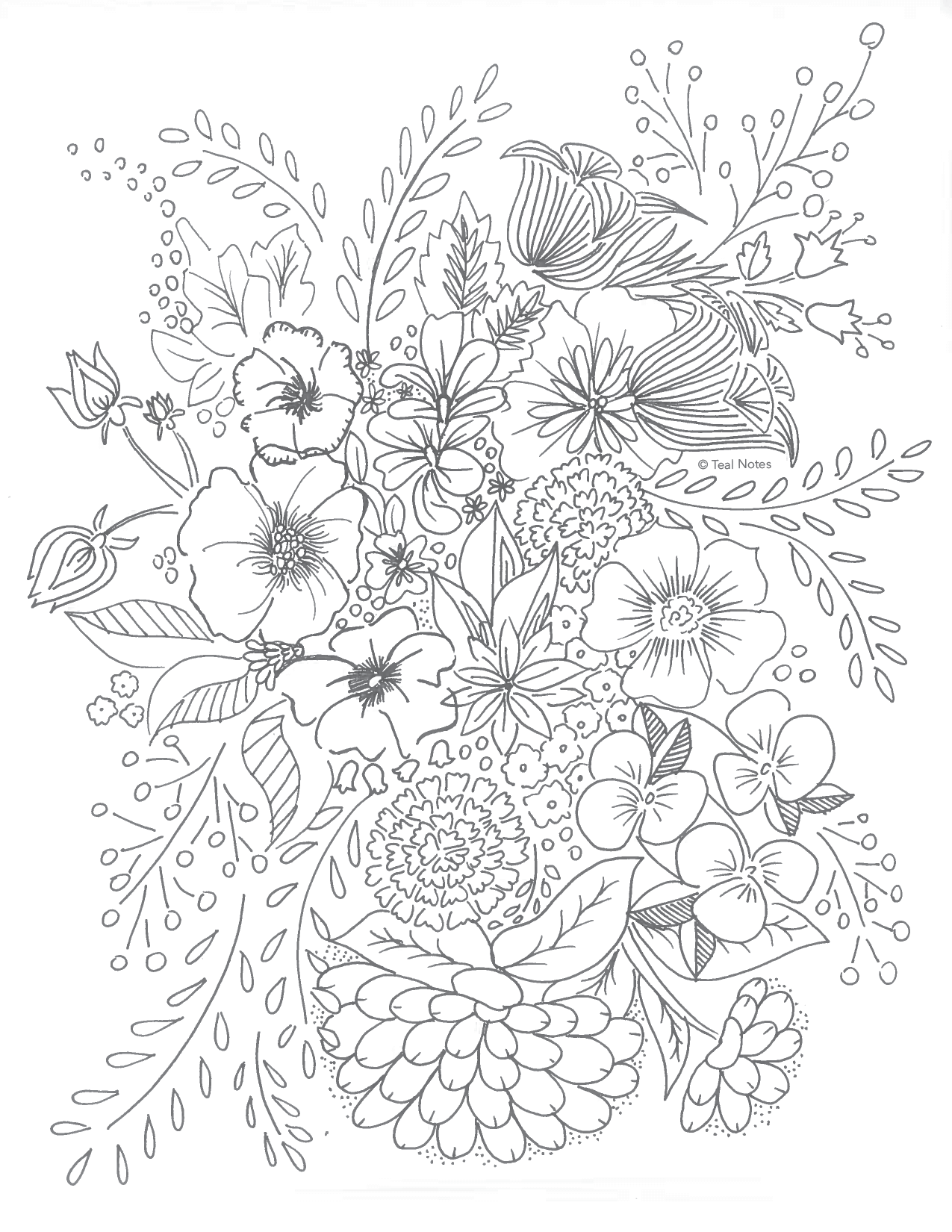 Printable Relaxing Coloring Pages Free New To Color Page Floral Bouquet –  Stephenbenedictdyson