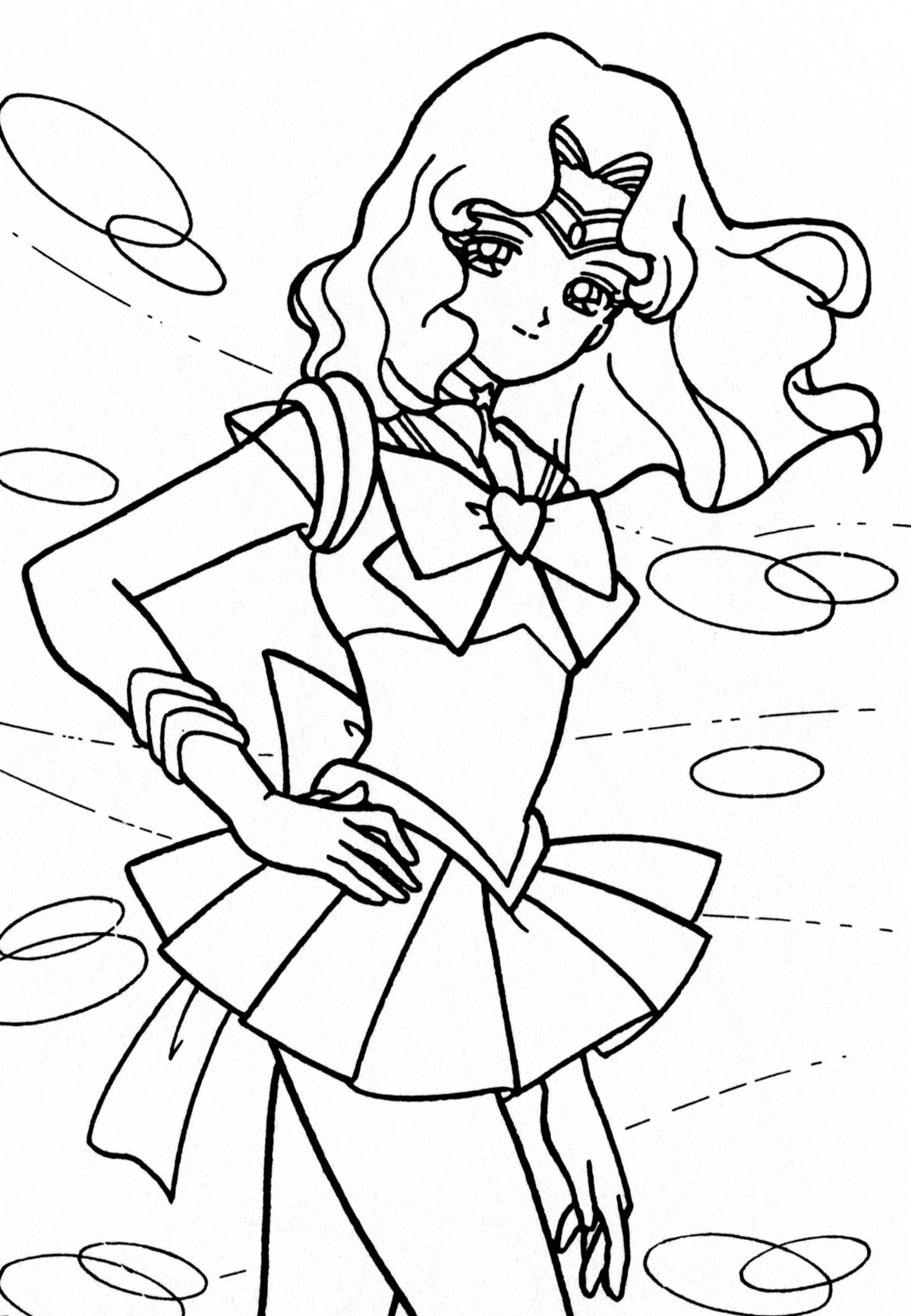 Sailor Neptune Beautiful Coloring Pages For Kids #hea : Printable Sailor  Moon Coloring Pages For Kids