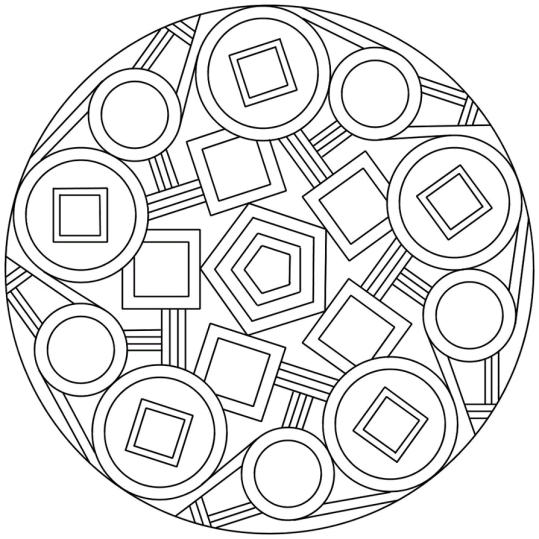 Mandala with squares and circles | Coloring Pages 24