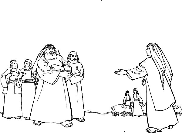 Jacob Meets Laban in Jacob and Esau Coloring Page - NetArt