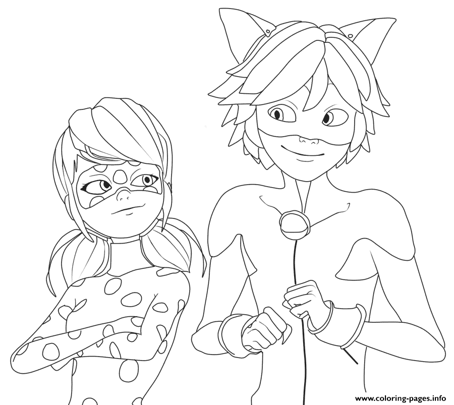 Print Miraculous Ladybug and Cat Noir Very Happy coloring ...