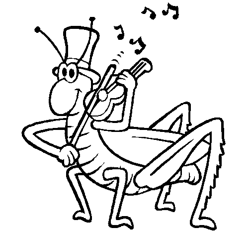 Grasshopper with violin coloring page - Coloringcrew.com