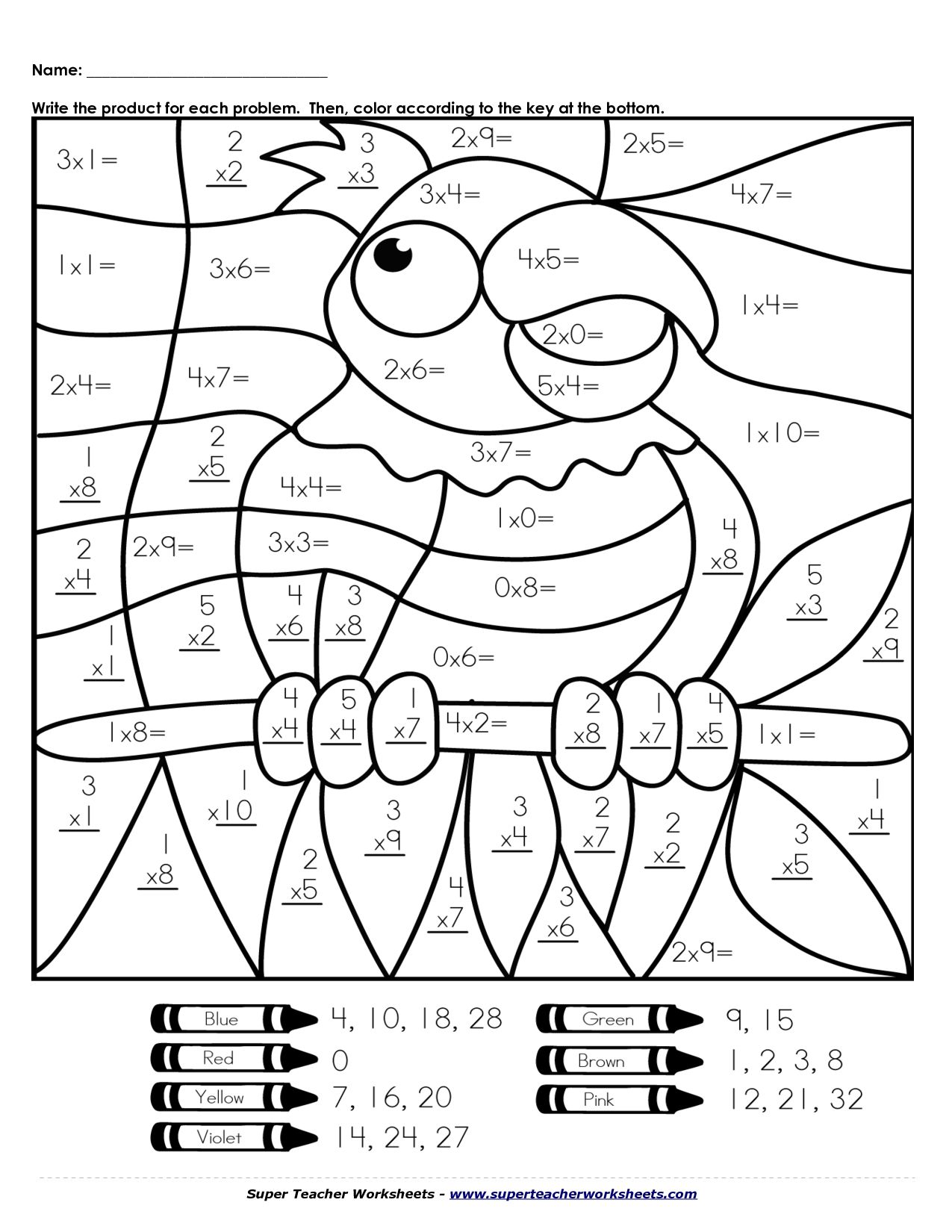 Multiplication Coloring Page | Math coloring worksheets ...