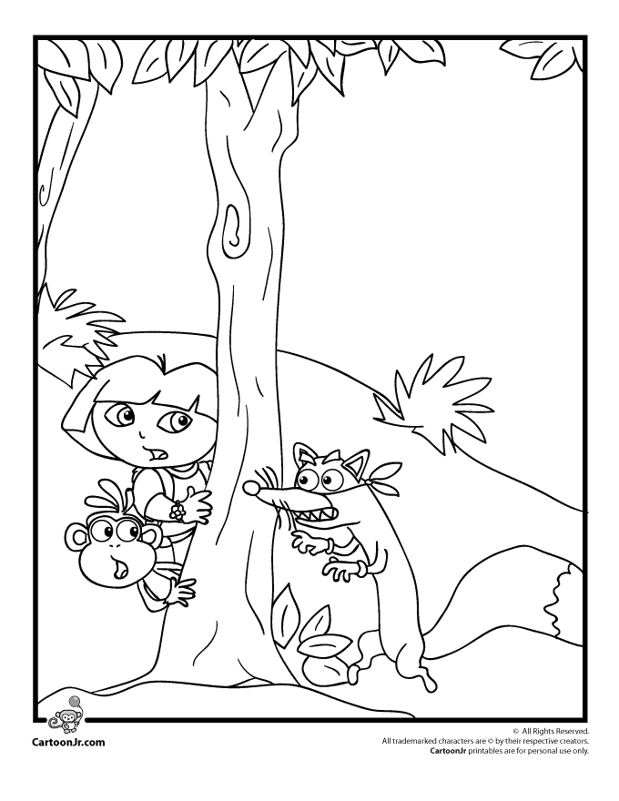 Dora, Boots and Swiper the Fox Coloring Page | Cartoon Jr.