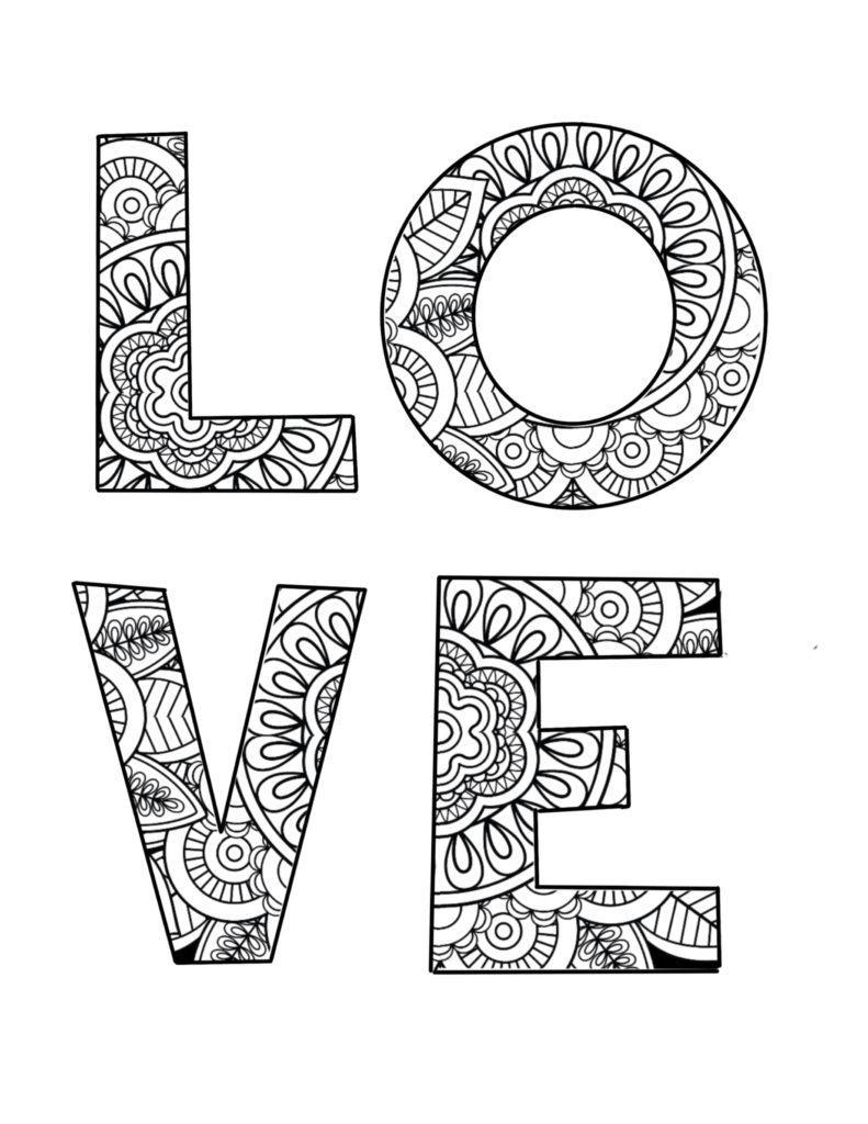 Printable Coloring page love affirmations - Color Amazing Designs