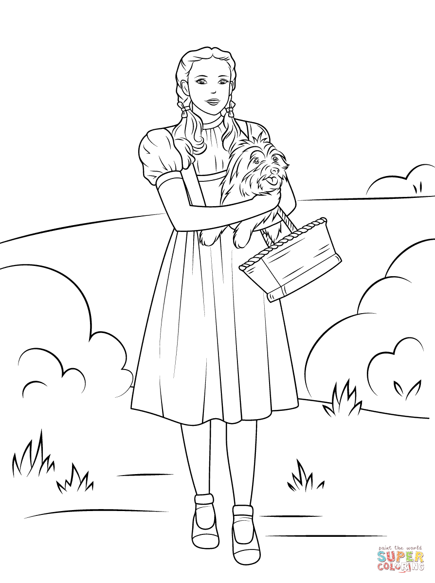 Dorothy Holding Toto coloring page | Free Printable Coloring Pages