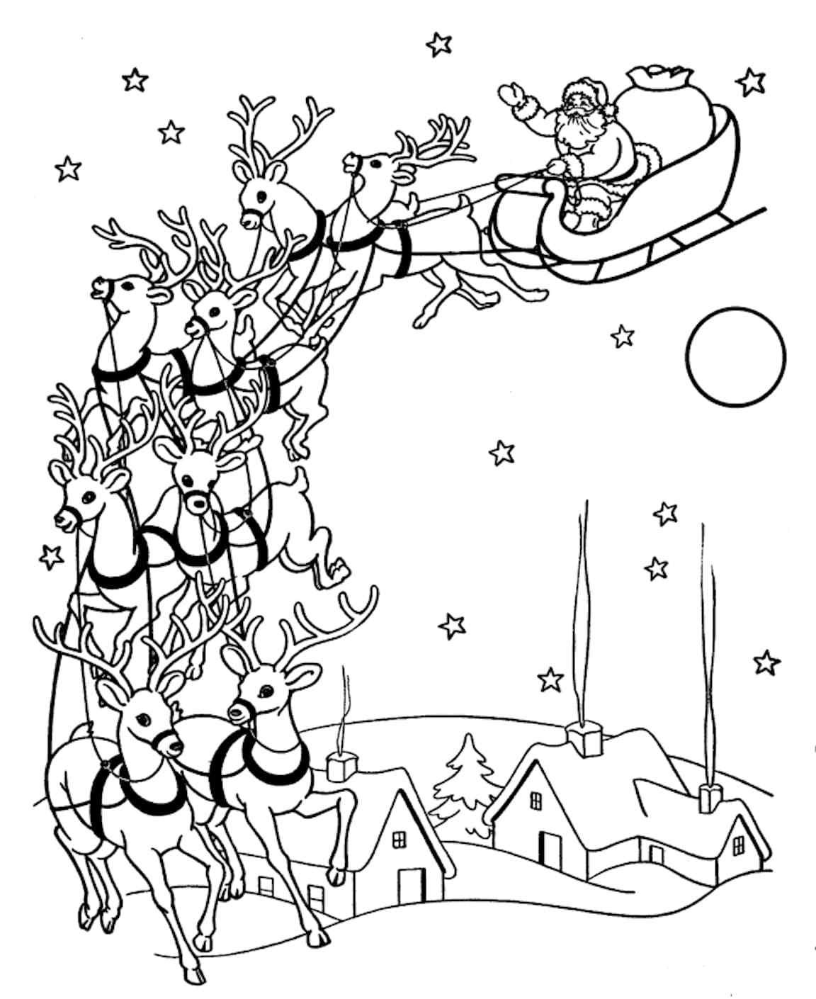 Reindeer Santa Has In His Team Coloring Pages - Coloring Cool