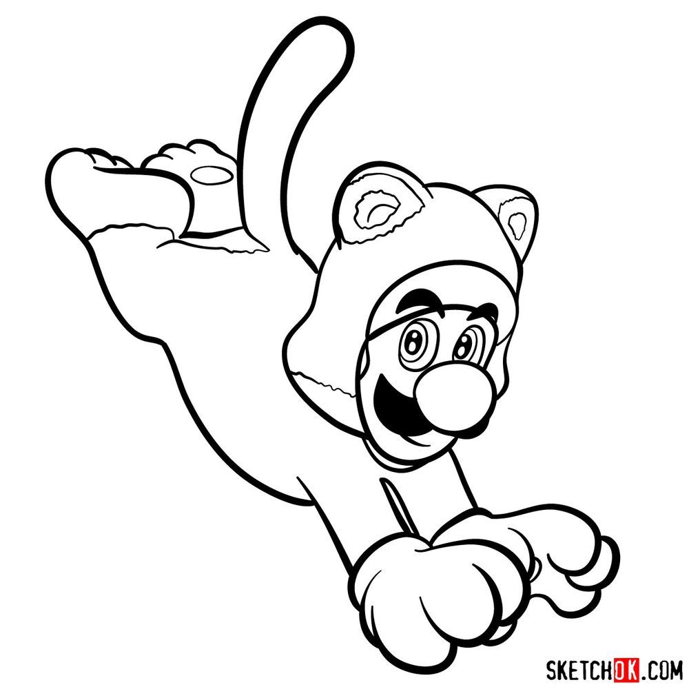 Cat Luigi. Super Mario Coloring Page, Super Mario 3D, Mario Coloring