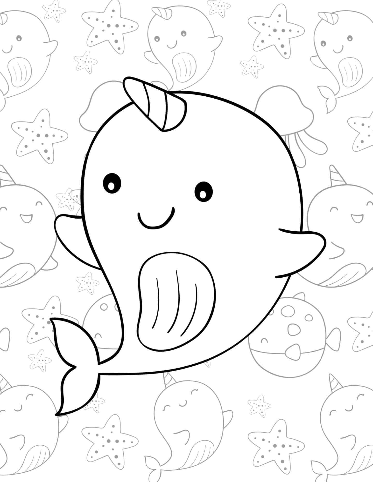 Cute Narwhal Coloring Pages - Free Printables!