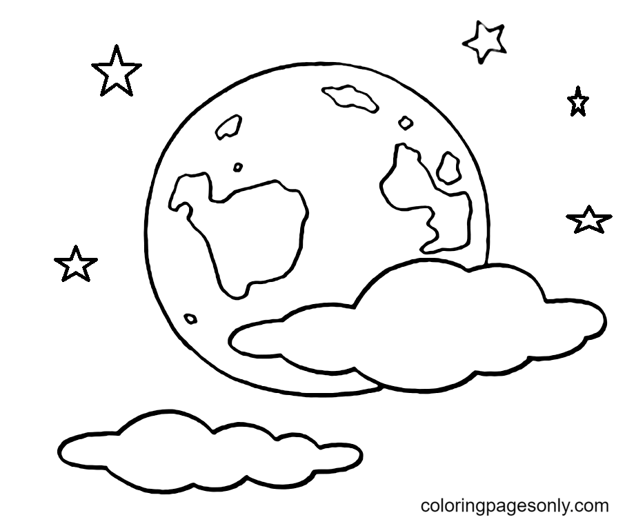 Full Moon with Cloud Coloring Pages - Moon Coloring Pages - Coloring Pages  For Kids And Adults