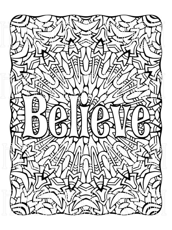 Inspirational coloring page Printable coloring page Stress | Etsy