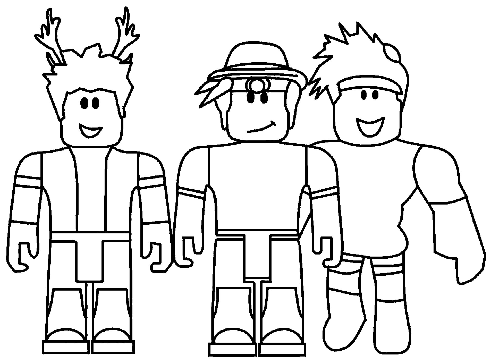 Roblox characters smiling Coloring Pages - Roblox Coloring Pages - Coloring  Pages For Kids And Adults