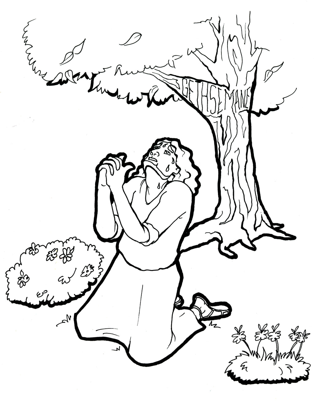 Jesus Prays In The Garden Coloring Page - Coloring Home