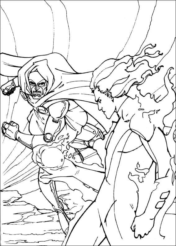 Doctor Doom vs Human Torch Coloring Page - Free Printable Coloring Pages  for Kids