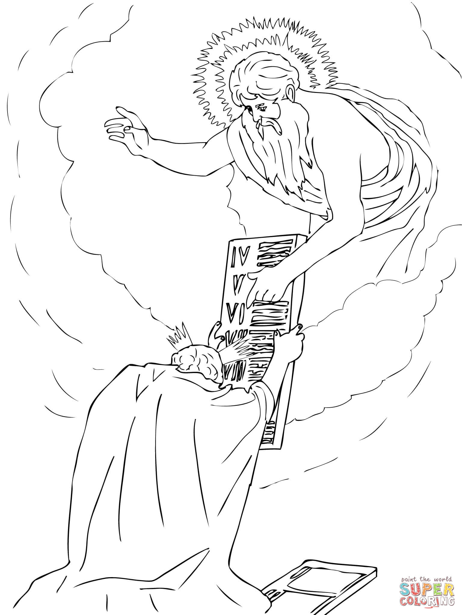 Moses Receiving the Tablets coloring page | Free Printable Coloring Pages